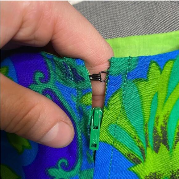 Vintage Blue and Green Maxi Dress - Picture 6 of 8